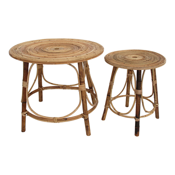 LVD 2pc Havana MDF 44.5/59cm Table Round Furniture Set - Natural