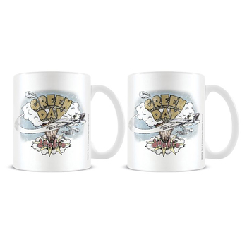 2PK Green Day Dookie Themed White Coffee Mug Drinking Cup 300ml