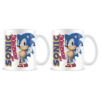2PK  Sonic The Hedgehog Themed White Coffee Mug Drinking Cup 300ml