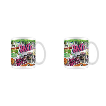 2PK TMNT Mutant Mayhem Sticker Bomb Coffee Mug/Cup Multicoloured