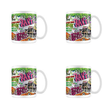 4PK TMNT Mutant Mayhem Sticker Bomb Coffee Mug/Cup Multicoloured