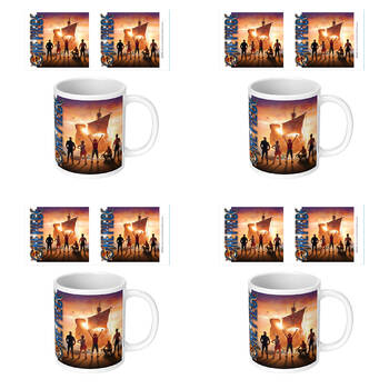4PK One Piece Live Action Set Sail Ceramic Mug Drinking Cup White 9x11cm