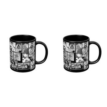 2PK Anime Junji Ito Nightmares Coffee Mug/Cup Black And White