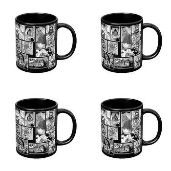 4PK Anime Junji Ito Nightmares Coffee Mug/Cup Black And White
