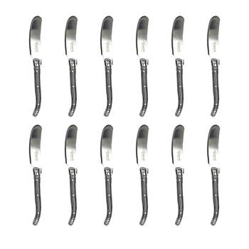 12pc Laguiole Etiquette Stainless Steel Pate Knife Set 11.5cm Marble Grey