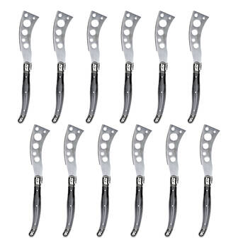 12pc Laguiole Etiquette Stainless Steel Soft Cheese Knife Set 21.5cm Marble Grey