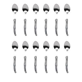12pc Laguiole Etiquette Stainless Steel Tablespoon Set 22.5cm Marble Grey