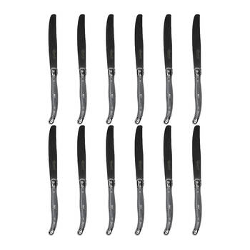 12pc Laguiole Etiquette Stainless Steel Table Knife Set 23.5cm Marble Grey