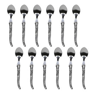 12pc Laguiole Etiquette Stainless Steel Teaspoon Set 15.5cm Marble Grey