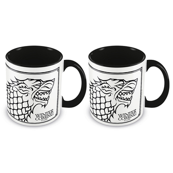 2PK Game of Thrones Stark Themed Coffee Mug Drinking Cup 300ml Black