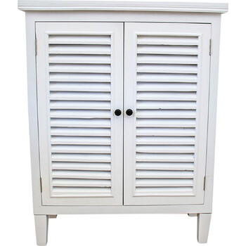 LVD Louvre Timber Wood 80x102.5cm 2-Door Cabinet Furniture Rect - White