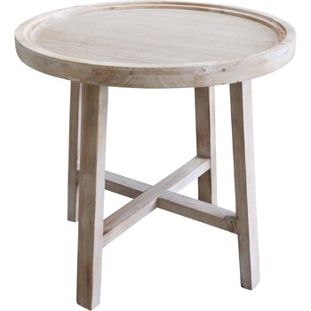 LVD Bungalow Fir Pine/MDF 56x60cm Side Table Furniture Round - Natural