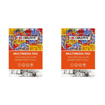 2PK Be Creative Mixed Media Multi-Purpose Natural Grain Drawing Art Pad 250gsm A3