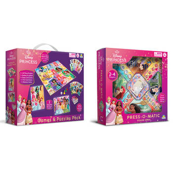 2pc Disney Princess Games & Puzzles Pack and Press-O-Matic Board Game Set 8y+