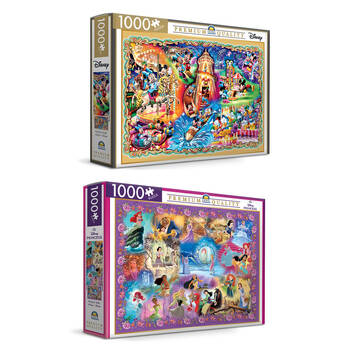 2x 1000pc Crown Premium Mickey & Friends Carnival/Disney Princess Puzzle Set 8y+