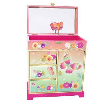 Pink Poppy Rainbow Butterfly Large Music Jewellery Box 3y+