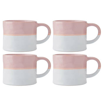 4PK Mikasa 350ml Ombre Coffee Mug Cup Clay Drinkware Pink/White