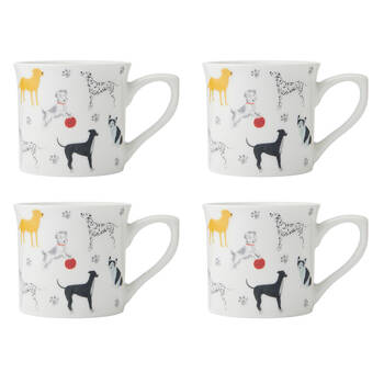 4PK Mikasa Stoneware Fluted Coffee Mug Drinkware 250ml - Dog