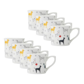 8PK Mikasa Stoneware Fluted Coffee Mug Drinkware 250ml - Dog