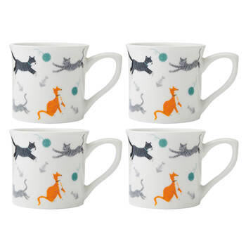 4PK Mikasa 250ml Cat Fluted Coffee Mug Cup Clay Drinkware