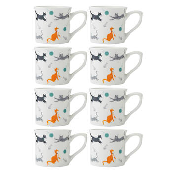 8PK Mikasa 250ml Cat Fluted Coffee Mug Cup Clay Drinkware