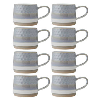 8PK Mikasa 320ml Textured Ombre Coffee Mug Cup Stoneware Grey