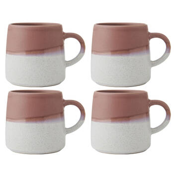 4PK Mikasa 400ml Reactive Glaze Coffee Mug Cup Stoneware Pink