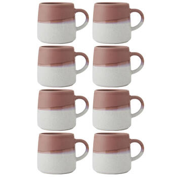 8PK Mikasa 400ml Reactive Glaze Coffee Mug Cup Stoneware Pink