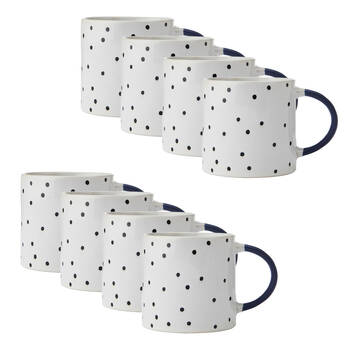 8PK Mikasa Stoneware Coffee Mug Drinkware 390ml -  Spot Pink