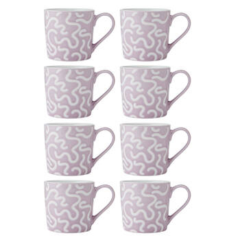 8PK Mikasa 360ml Textured Purple Swirl Coffee Mug Cup Stoneware Purple