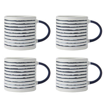 4PK Mikasa Stoneware Coffee Mug Drinkware 390ml - Stripe