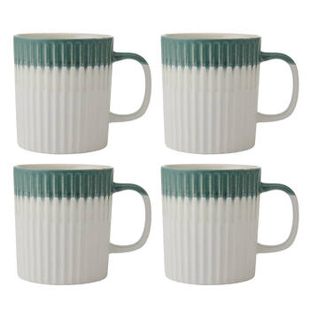 4PK Mikasa 410ml Textured Coffee Mug Cup Stoneware Green