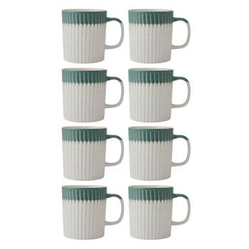 8PK Mikasa 410ml Textured Coffee Mug Cup Stoneware Green
