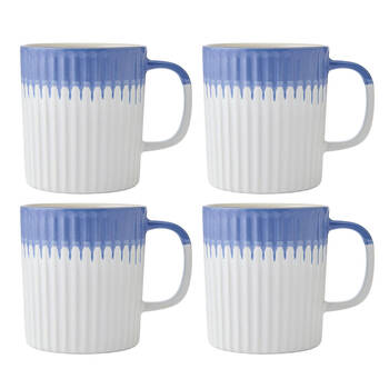 4PK Mikasa 410ml Textured Coffee Mug Cup Stoneware Blue