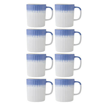 8PK Mikasa 410ml Textured Coffee Mug Cup Stoneware Blue