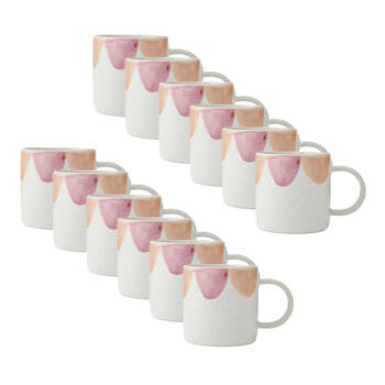 12PK Mikasa Stoneware Coffee Mug Drinkware 380ml - Scallop Print