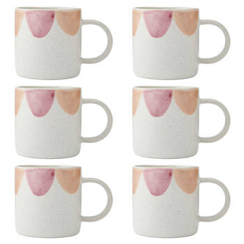 6PK Mikasa Stoneware Coffee Mug Drinkware 380ml - Scallop Print