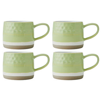 4PK Mikasa 320ml Textured Ombre Coffee Mug Cup Stoneware Green