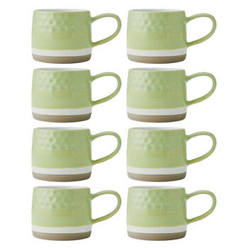 8PK Mikasa 320ml Textured Ombre Coffee Mug Cup Stoneware Green
