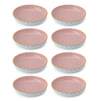 8PK Mikasa Geometric Ceramic Bowl Round Dinnerware 21cm Blue