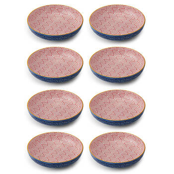 8PK Mikasa Arched Pattern Ceramic Bowl Round Dinnerware 21cm Blue