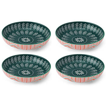 4PK Mikasa Folk Pattern Ceramic Bowl Round Dinnerware 21cm