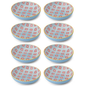 8PK Mikasa Mosaic Ceramic Bowl Round Dinnerware 21cm Blue