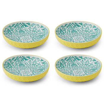 4PK Mikasa Geometric Ceramic Bowl Round Dinnerware 21cm Yellow/Blue