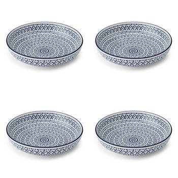 4PK Mikasa Glazed Stoneware Coupe Bowl Modern Mediterranean Design 21cm Blue
