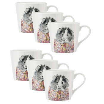 6PK Mikasa x Tipperley Hill Fine China Guinee Pig Coffee Tea Drinking Mug 380mL
