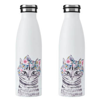2PK Mikasa x Tipperley Hill Cat Themed Sleeved Insulated Water Bottle 500mL