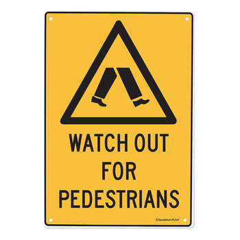 Watch Out For Pedestrians Sign 450x300x1mm Polypropylene