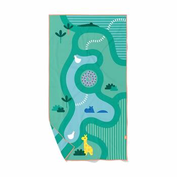 Quut Large Microfibre Childrens Towel & Game in 1 Safari Green 180x100cm