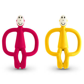 2x Matchstick Monkey Teething Toy and Gel Applicator - Rubin Red/Yellow
